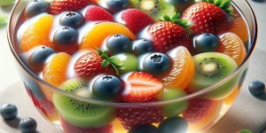 Tigela de gelatina com frutas